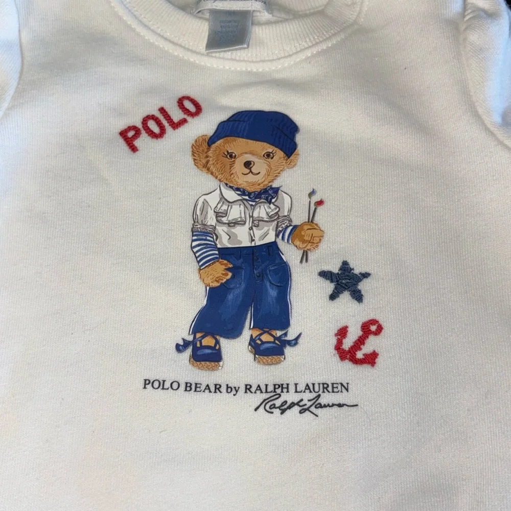 Polo Bear Fleece Sweatshirt 9M Girl EUC